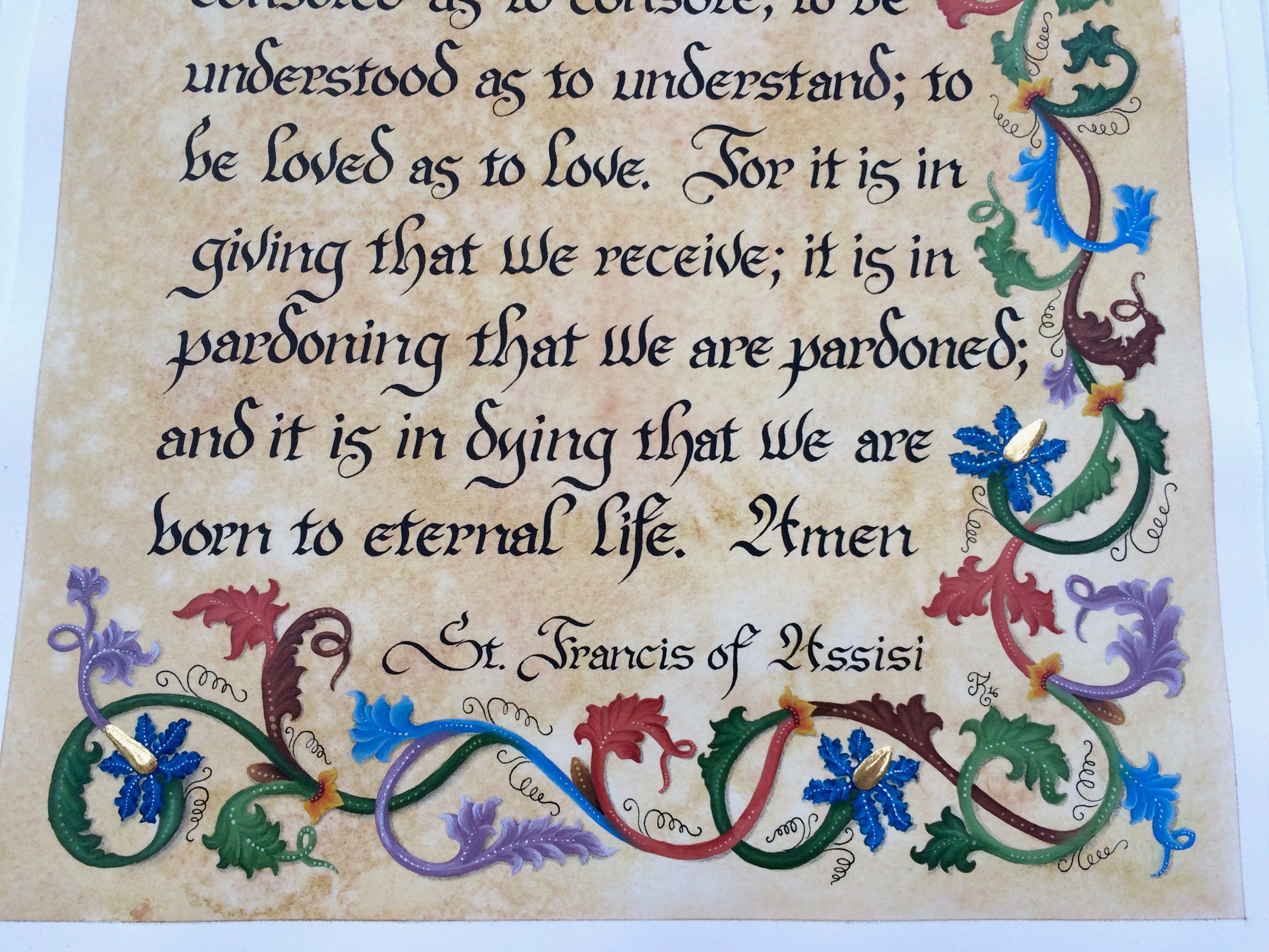 Prayer Of St Francis Of Assisi Illuminated Manuscript - 